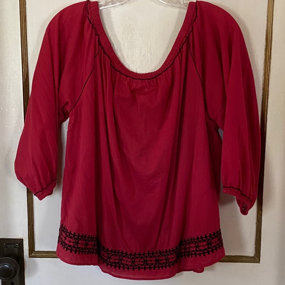 Boho Embroidered Top - red - Picture 5 of 5